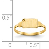 14K Yellow Gold Diamond-cut Satin 7.25x4.5mm Closed Back Rectangular Signet Ring - Size 3 view 3