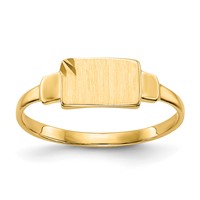 14K Yellow Gold Diamond-cut Satin 7.25x4.5mm Closed Back Rectangular Signet Ring - Size 3 view 1