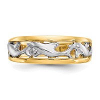 14K and White Rhodium Dolphin Band Ring view 5