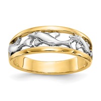 14K and White Rhodium Dolphin Band Ring view 1