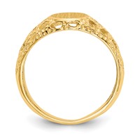 14K Yellow Gold 5.5x 6.5mm Open Back Oval Filigree Signet Ring view 2
