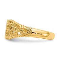 14K Yellow Gold 5.5x 6.5mm Open Back Oval Filigree Signet Ring view 4