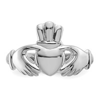 14K White Gold Polished Claddagh Ring view 5