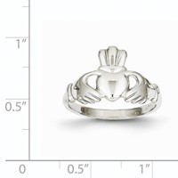 14K White Gold Polished Claddagh Ring view 3