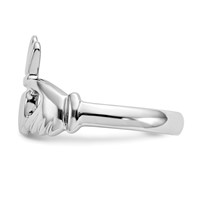 14K White Gold Polished Claddagh Ring view 4