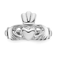 14K White Gold Polished Claddagh Ring view 5