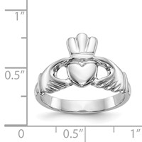 14K White Gold Polished Claddagh Ring view 3