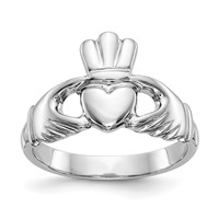 14K White Gold Polished Claddagh Ring view 1