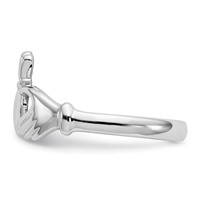 14K White Gold Polished Claddagh Ring view 4