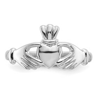 14K White Gold Polished Claddagh Ring view 5