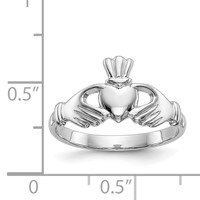 14K White Gold Polished Claddagh Ring view 3