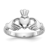 14K White Gold Polished Claddagh Ring view 1