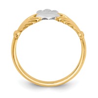 14K and White Rhodium Polished Claddagh Ring view 2