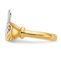 14K and White Rhodium Polished Claddagh Ring view 4
