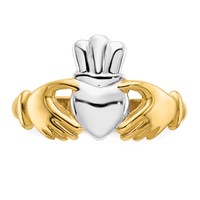 14K and White Rhodium Polished Claddagh Ring view 5