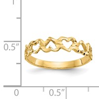 14K Yellow Gold Diamond-cut Hearts Ring view 3