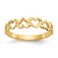 14K Yellow Gold Diamond-cut Hearts Ring view 1