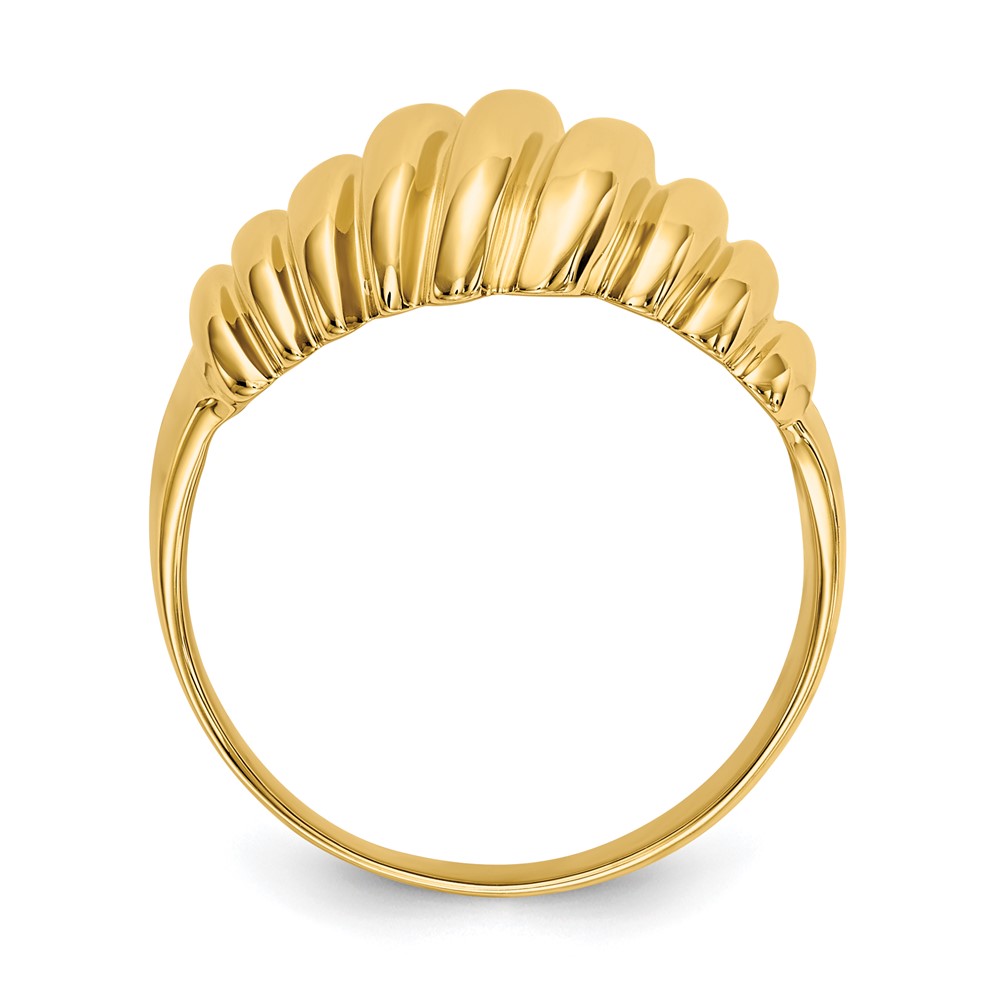 Pre-owned Superdealsforeverything Real 14kt Yellow Gold Polished Scalloped Dome Ring S:7