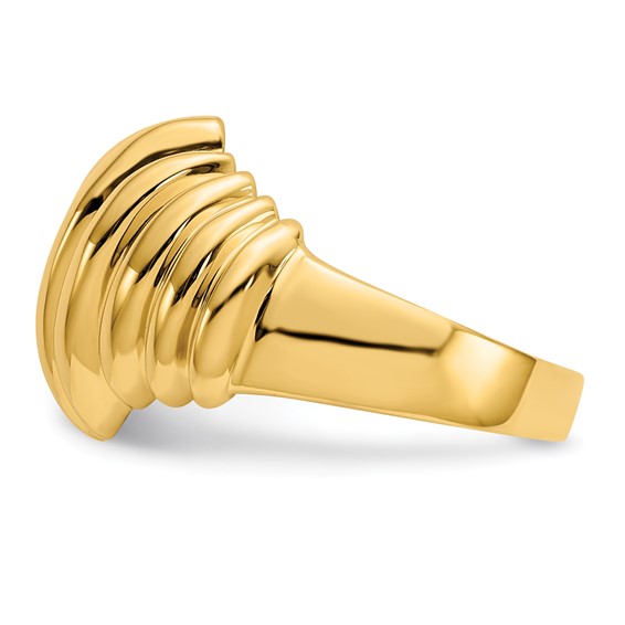 14k Polished Scalloped Dome Ring