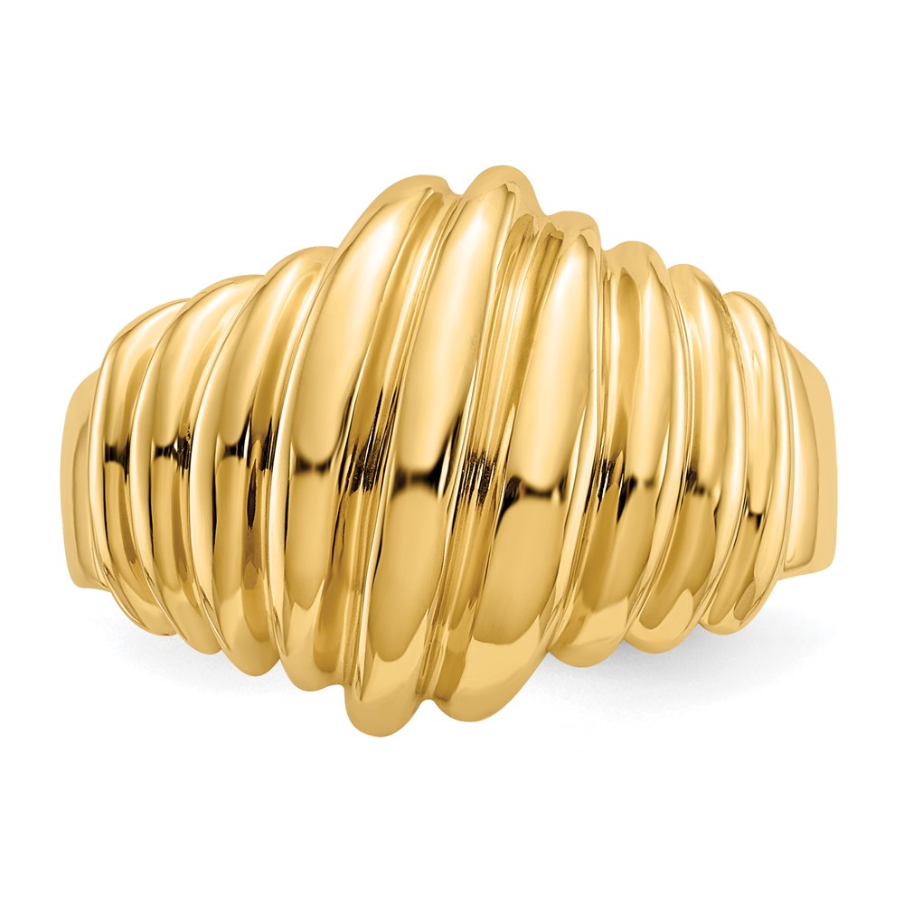 Pre-owned Superdealsforeverything Real 14kt Yellow Gold Polished Scalloped Dome Ring S:7