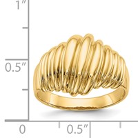14K Polished Scalloped Dome Ring view 3