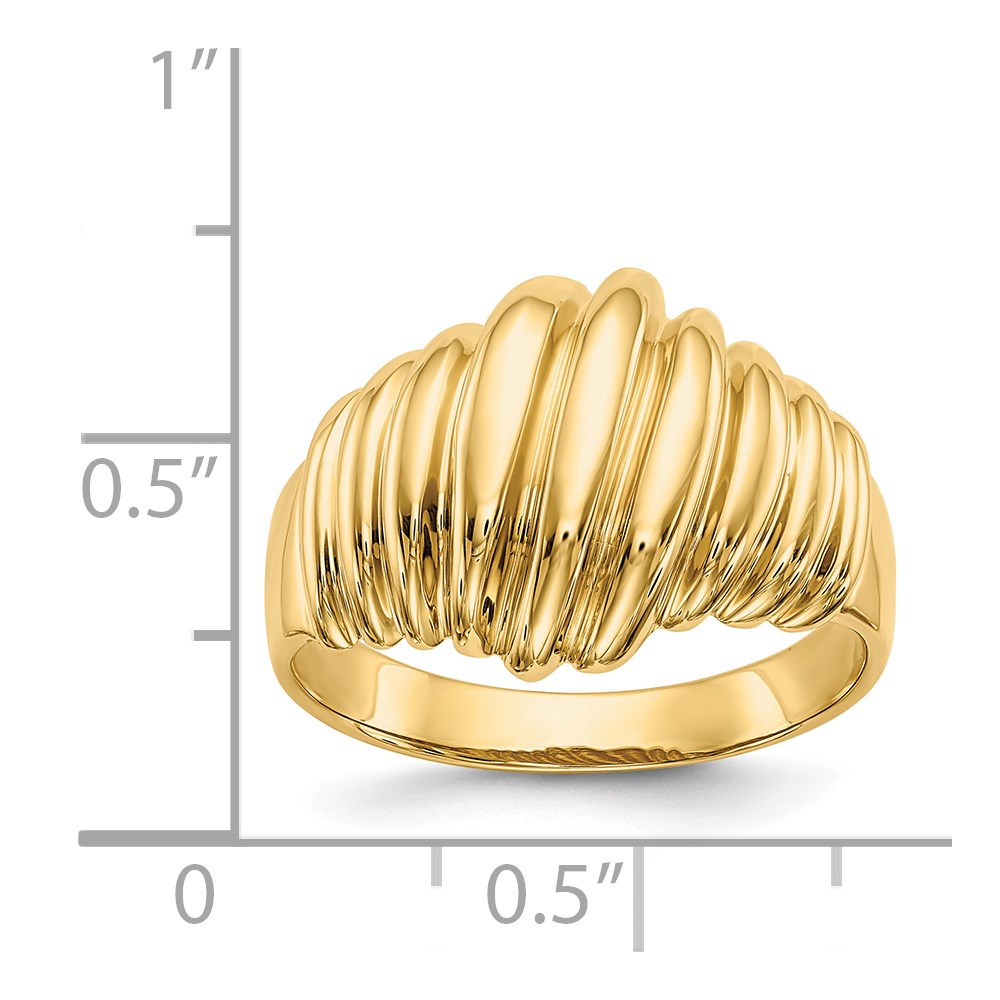 Pre-owned Superdealsforeverything Real 14kt Yellow Gold Polished Scalloped Dome Ring S:7