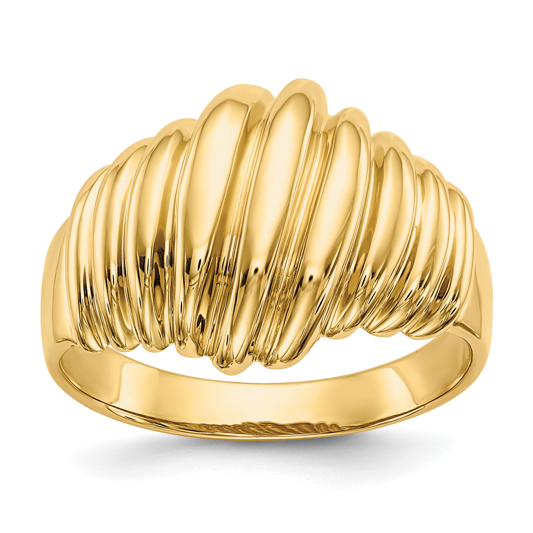 14k Polished Scalloped Dome Ring (CH244)