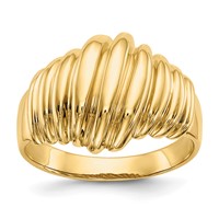 14K Polished Scalloped Dome Ring view 1