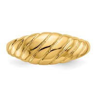 14K Yellow Gold Polished Scalloped Dome Ring view 5