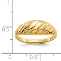 14K Yellow Gold Polished Scalloped Dome Ring view 3