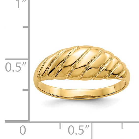 14k Polished Scalloped Dome Ring