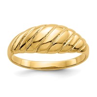 14K Yellow Gold Polished Scalloped Dome Ring view 1