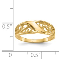 14K Yellow Gold Polished Filigree Ring view 3