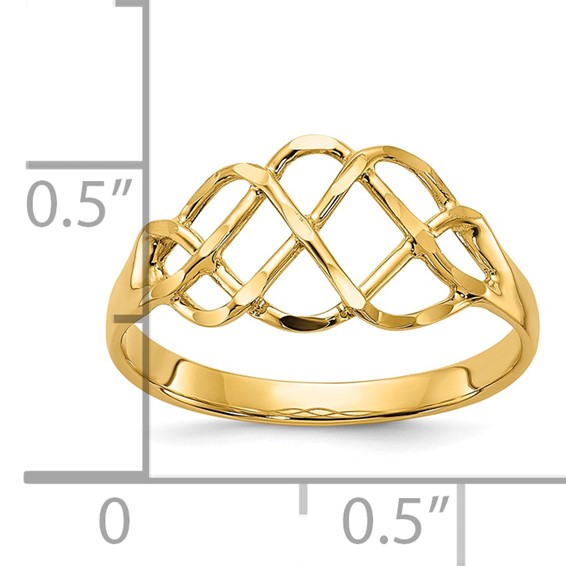 14k Polished Diamond-Cut Fancy Woven Ring