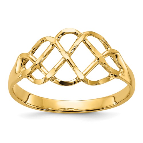 14k Polished & Diamond-Cut Fancy Ring