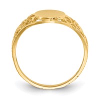 14K 7.5x8.5mm Oval Satin Open Back Filigree Signet Ring view 2