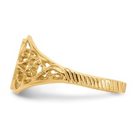 14K 7.5x8.5mm Oval Satin Open Back Filigree Signet Ring view 4
