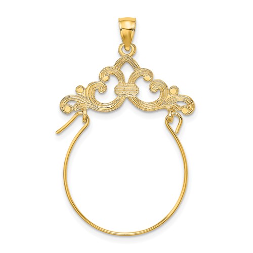 14K Fleur de Lis Scroll Framed Charm Holder