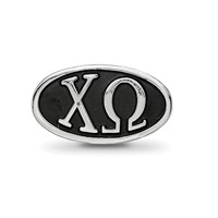 Sterling Silver LogoArt 15.25mm Chi Omega Sorority Greek Letters Enameled Oval Bead view 3