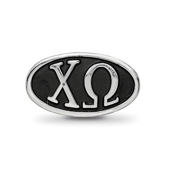 Sterling Silver LogoArt 15.25mm Chi Omega Sorority Greek Letters Enameled Oval Bead