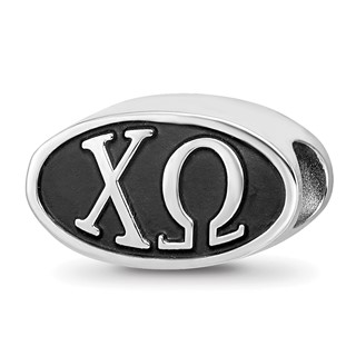 Sterling Silver LogoArt 15.25mm Chi Omega Sorority Greek Letters Enameled Oval Bead