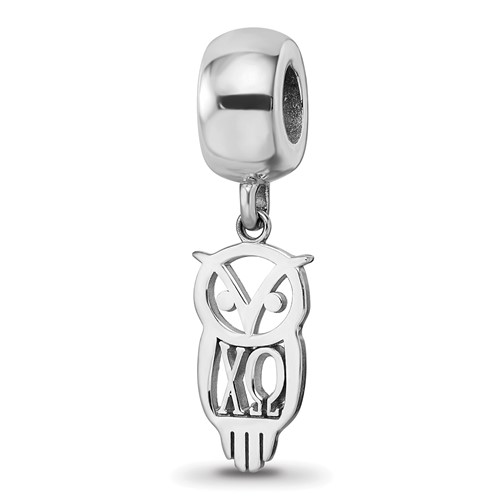Sterling Silver Rhodium-plated LogoArt Chi Omega Own Charm on Bead