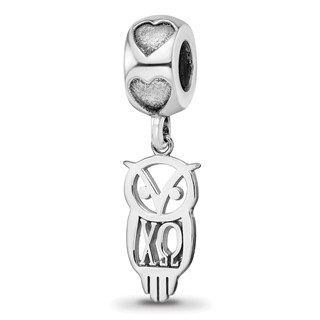 Sterling Silver RH-plated LogoArt Chi Omega Own Charm on Heart Bead