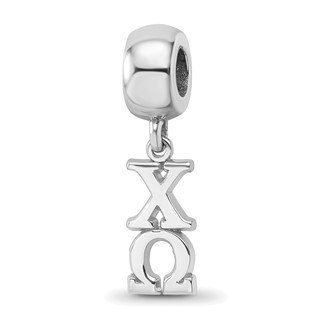 Sterling Silver Rhodium-plated LogoArt Chi Omega Vertical Letter Bead