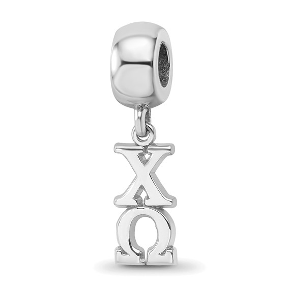 Sterling Silver Rhodium-plated LogoArt Chi Omega Vertical Letter Bead