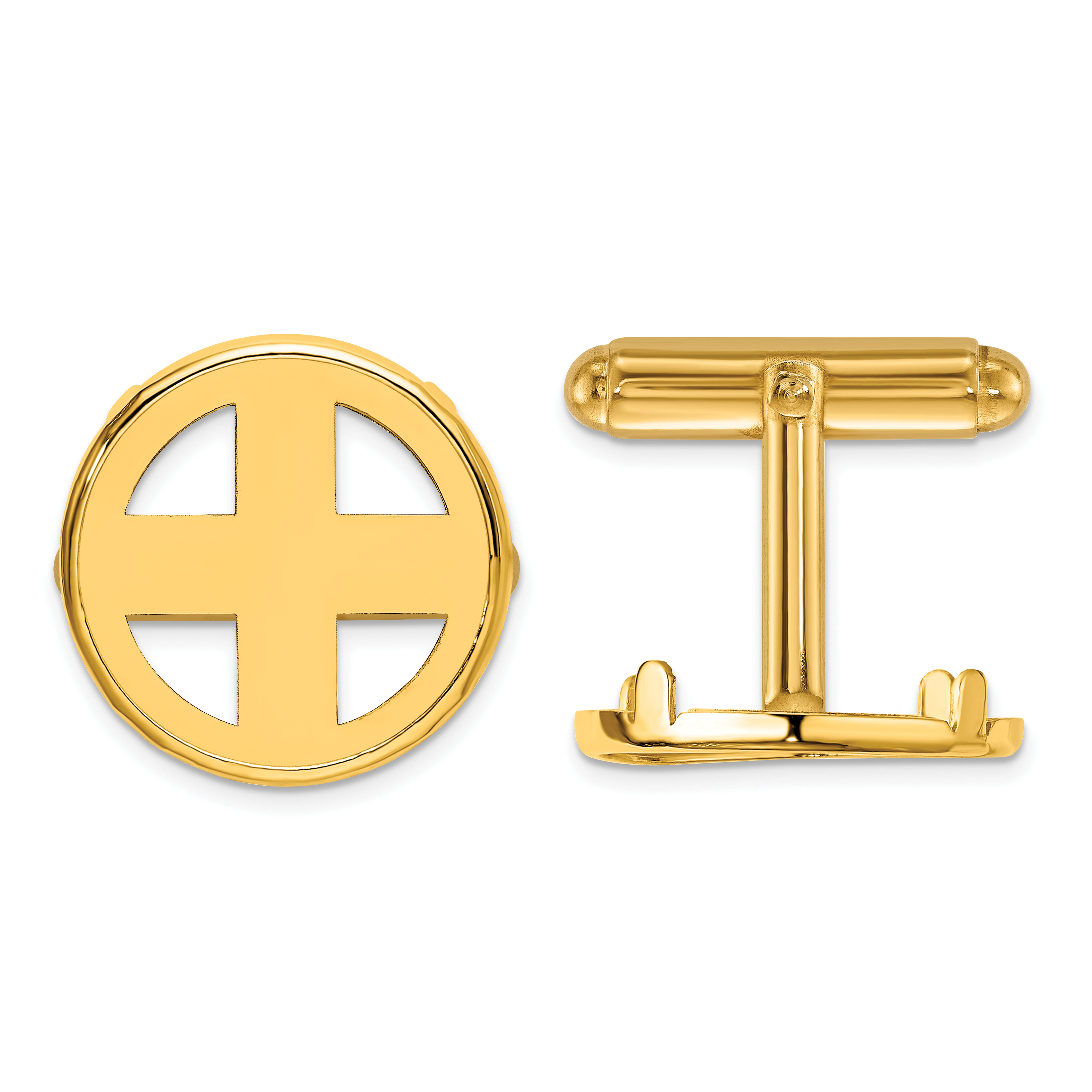 Wideband Distinguished Coin Jewelry 14k Men's Polished Classic 16.5mm Coin Bezel Cuff Links (CL1801/16.5)
