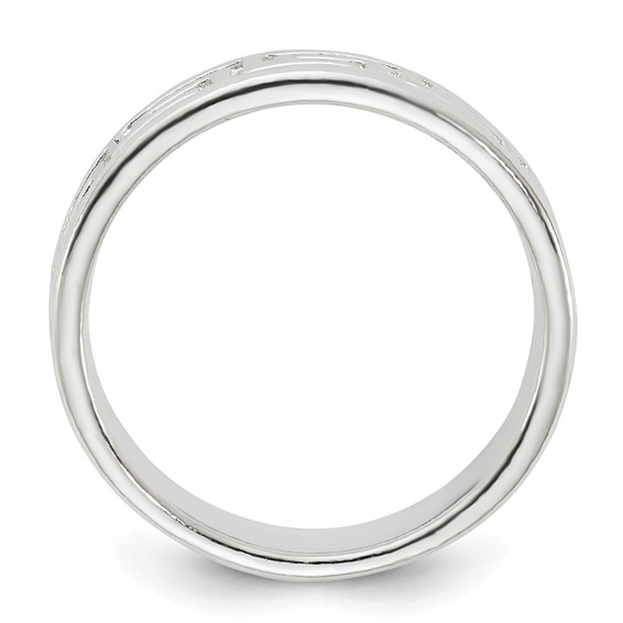 Sterling Silver Polished Greek Key Design Ring