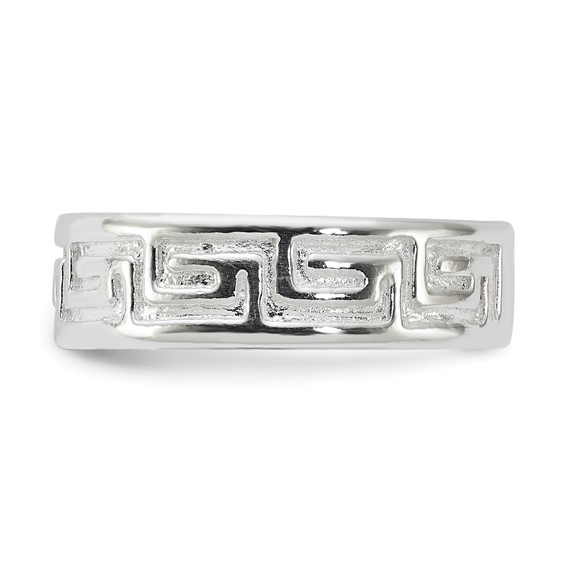 Sterling Silver Polished Greek Key Design Ring