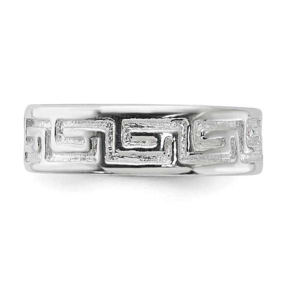 Sterling Silver Polished Greek Key Design Ring
