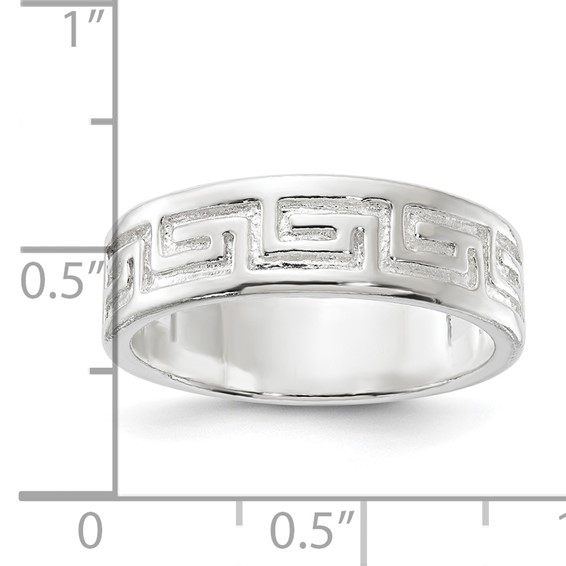 Sterling Silver Polished Greek Key Design Ring